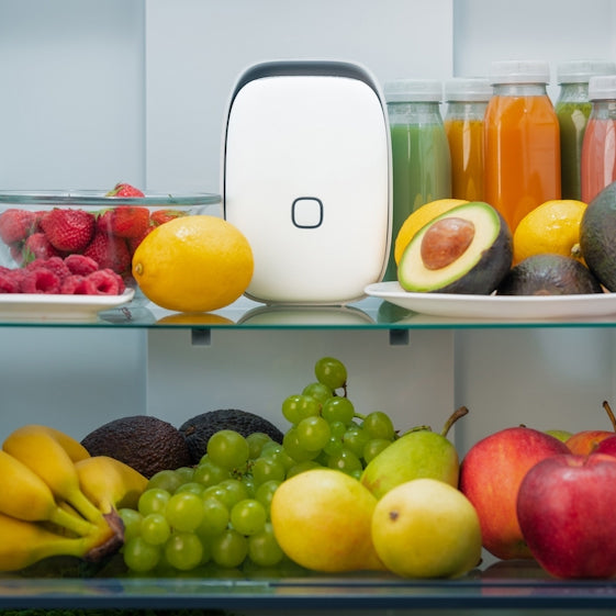 Dispositivo Shelfy nel frigorifero tra frutta e verdura